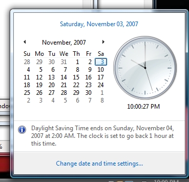 Daylight savings ending.